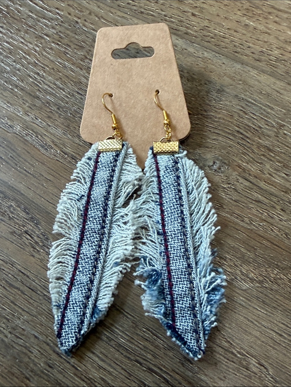 Gold-Tone Blue Denim Fringe Drop Earrings - Women Jewelry